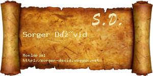 Sorger Dávid névjegykártya